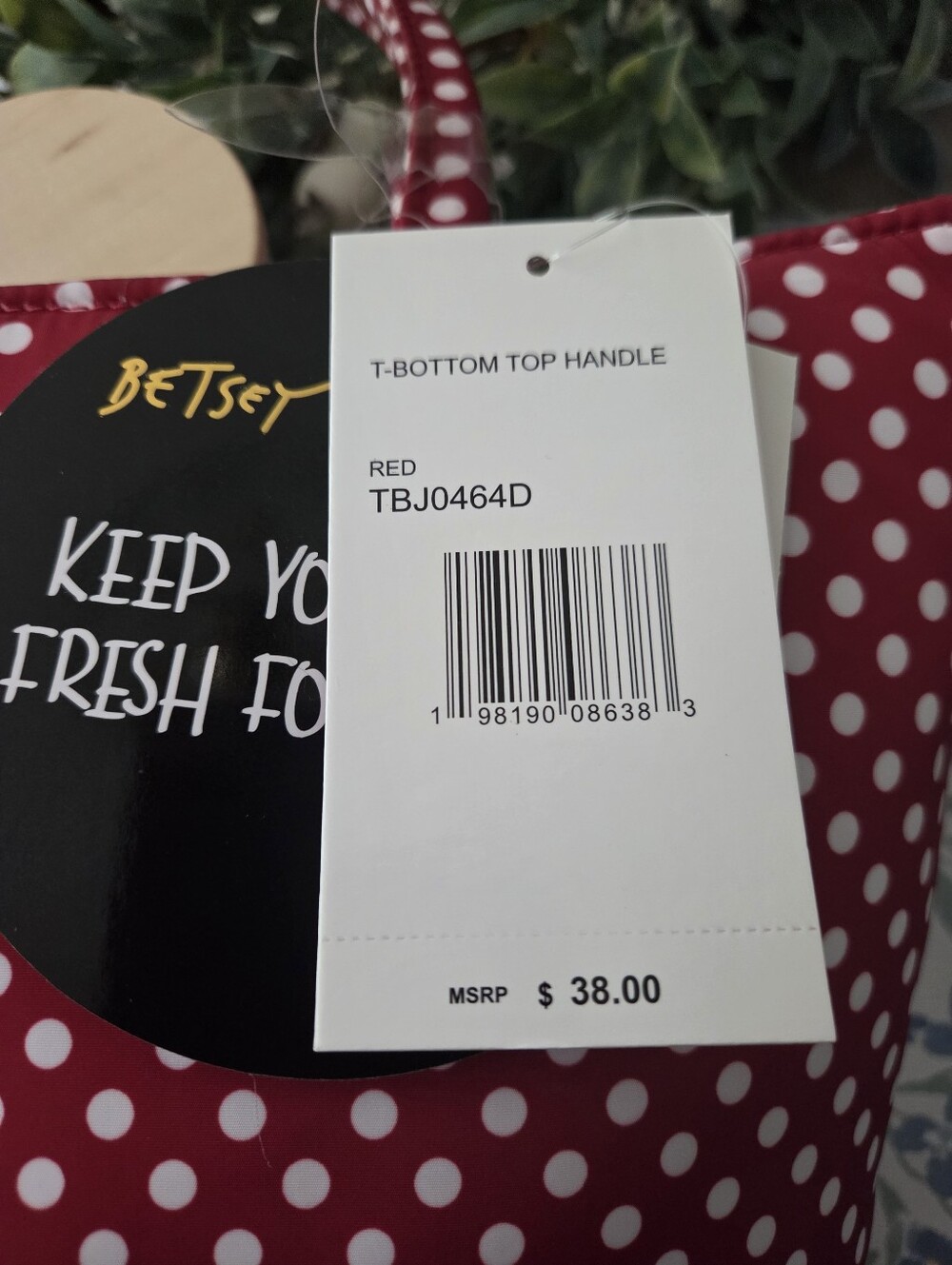 Betsey Johnson Red and White Polka Dot Lunch Bag - Picture 4 of 5